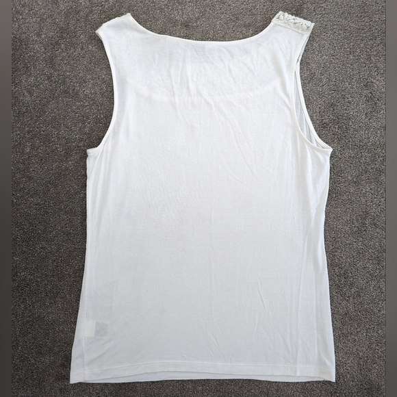 LIZ Claiborne white crochet neck tank top Medium - Picture 2 of 9